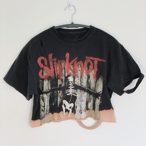 Slipknot grey chapter graphic band tshirt crop top metal ripped shirt black
